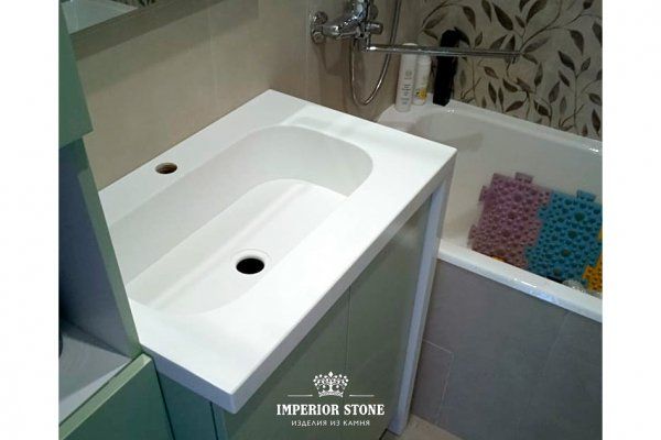 Столешница из искусственного камня в ванную LG Hi-Macs S006 Arctic White Solid - фото