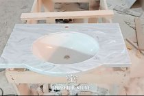 Столешница в ванну из акрила под мрамор Tristone V-900 Carrara Lunar Marble