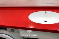Красная столешница из искусственного камня LG Hi-Macs S025 Fiery Red коллекция Solid